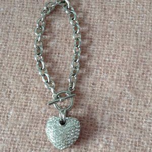 Bracelet with 3D Pave Heart Dangling Charm